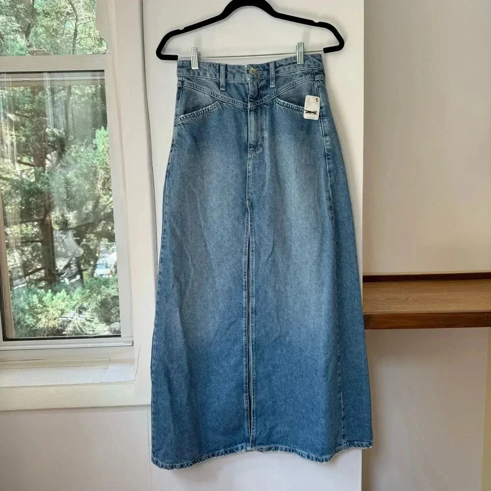 NWT Free People Come As You Are Denim Maxi Skirt - Picture 2 of 15